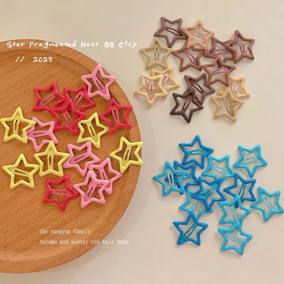 24pcs Y2K BB Star Hairclips Girls Colorful Kawaii Side Barrettes Hair Waterdrop Shape Hair Clips For Girls Snap Clip Hair Clip