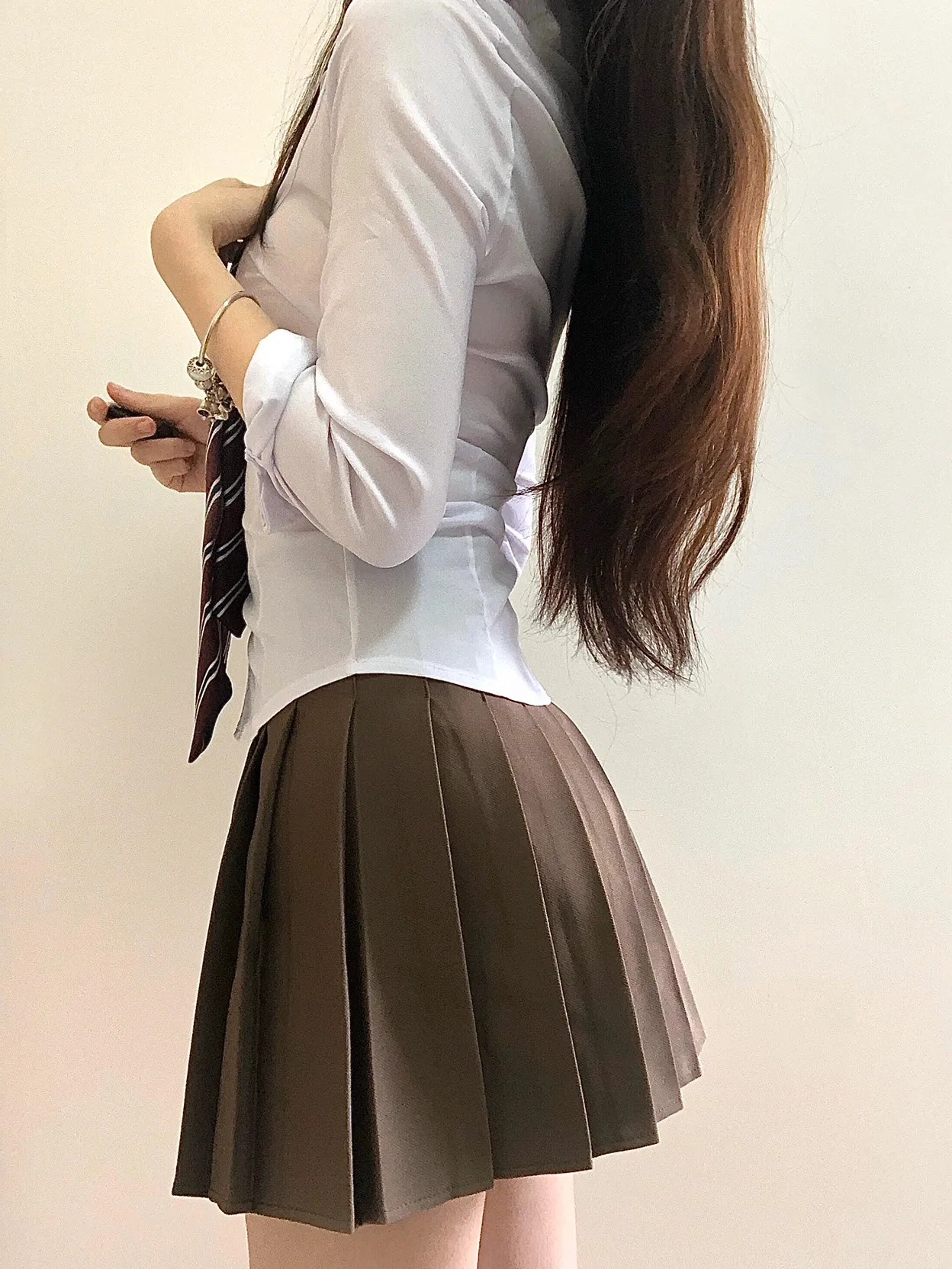 Traje de uniforme de chica picante para mujer, conjunto de uniforme JK japonés de diario, camisa blanca delgada de manga larga, minifalda plisada de