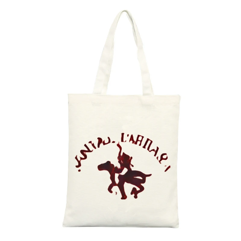 Canvas Tote Bag with Animal Rider Graphic and Typography Print, Ideal for Casual Shopping and Daily Use