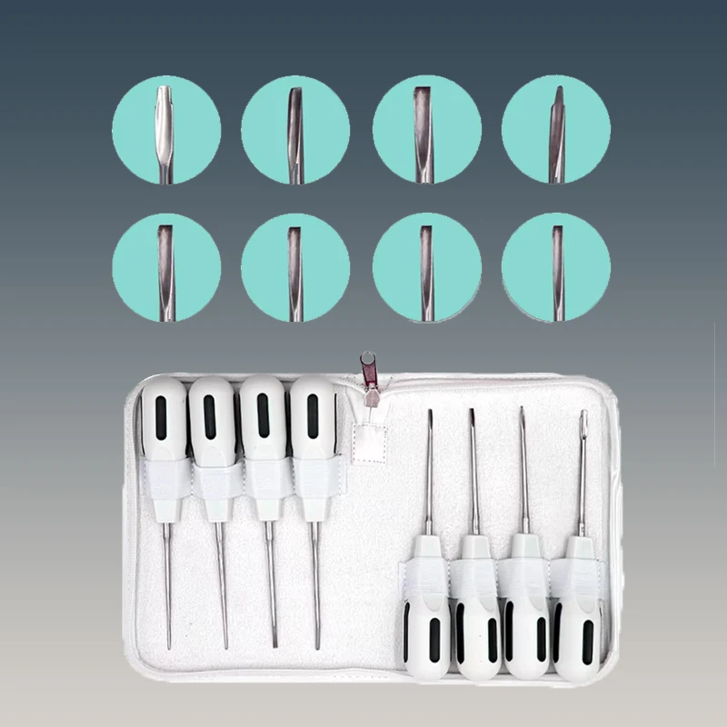 

8 шт. набор стоматологических лифтов из нержавеющей стали с наконечником корня, апикальный экстрактор, хирургический роскошный лифт, пластиковая ручка
