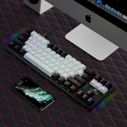 Type-C Wired Computer Black Mechanical Keyboard RGB 71 Keys White Gaming Split Blue Switch USB Mechanical Keyboard