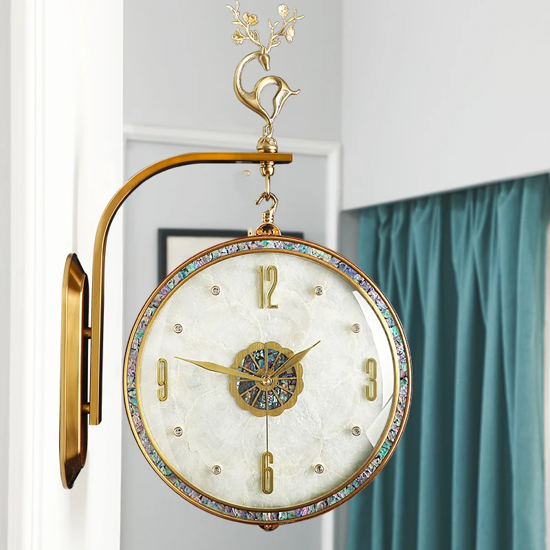 

Luxury Art Wall Clock 1950 American Style Vintage Gold Round Room Wall Clock Glass Hands Silent Reloj De Pared Room Decorarion