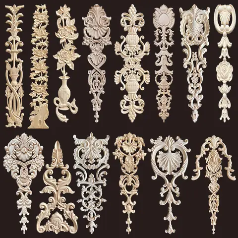 Utsökt snidning av naturliga träapplikationer för möbler i europeisk stil, väggdekoration för heminredning, träfigurer 10 best sales träskulptur - №7