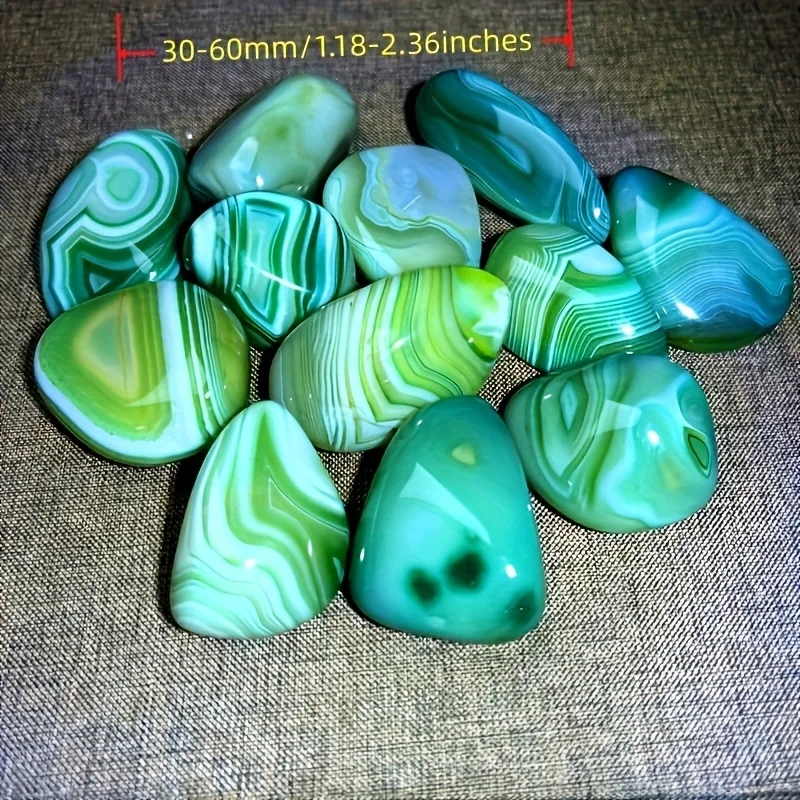 1bag(45/115/195g) Randomly Green Agate Palm Stone - Polished Quartz with Unique Stripes, Perfect for Jewelry Making & Gifts
