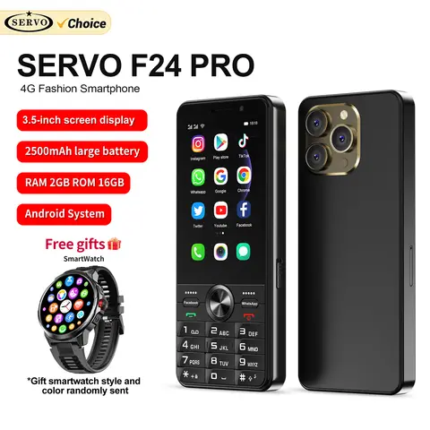 Free Gift! SERVO F24 PRO Smartphone 4G LTE Android8.1 OS 2GB RAM 16GB ROM Google Play WiFi FM Radio Dual SIM Button Smart Phones