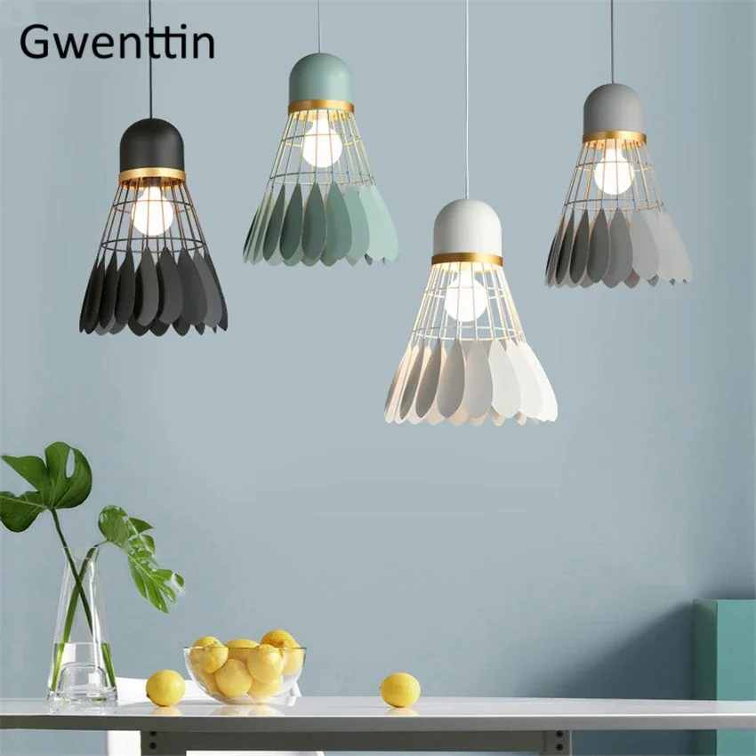 Moderno LED Badminton Lustres De Teto, Luzes Penduradas, Home Loft Luminaria Decoração, Macaron Lâmpada Pingente, E27 Luminária