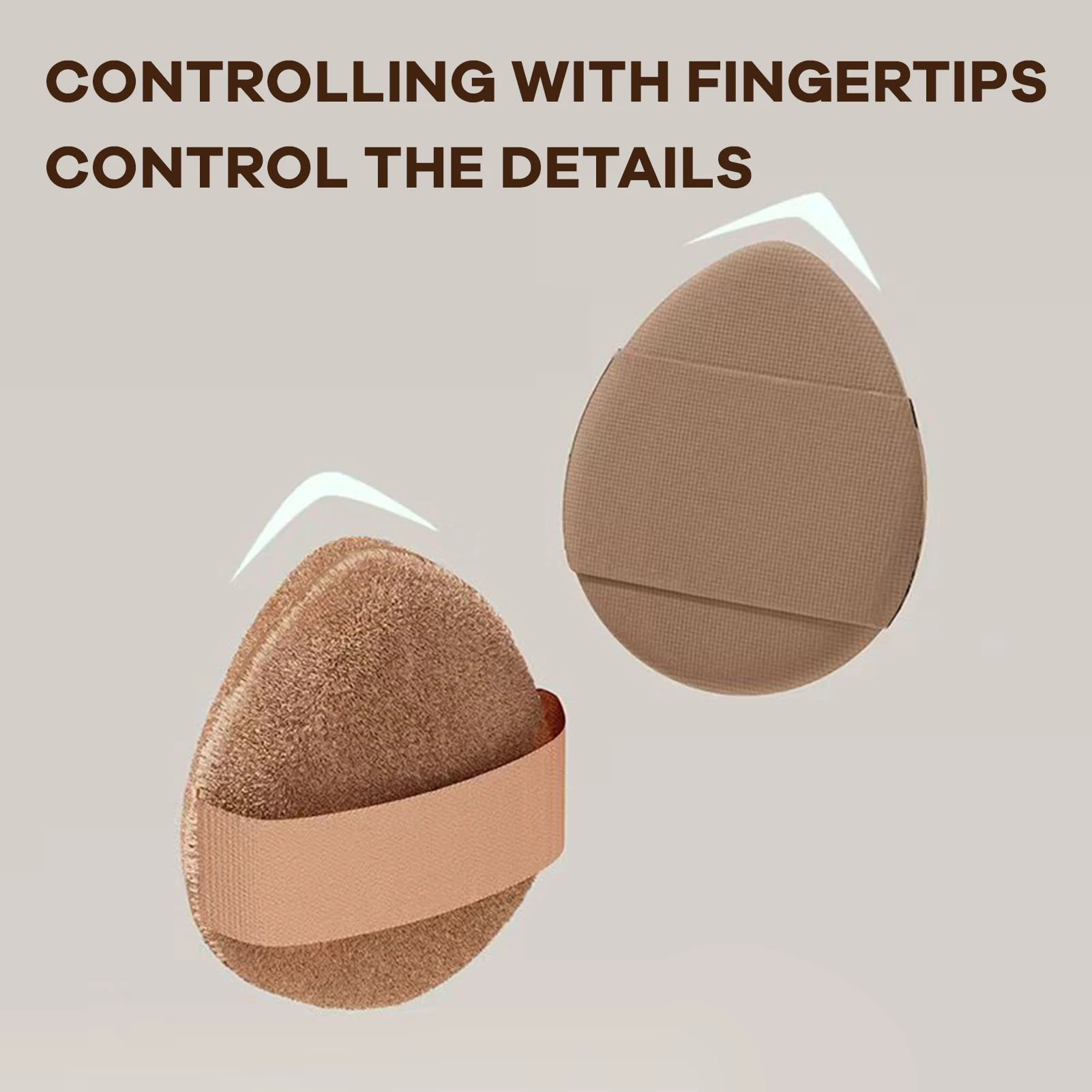 6Pcs Chocolate Cookie Puff Sponge Set - Velvet Powder Puff, Mini Thumb Sponge for Loose Powder & Cushion Foundation