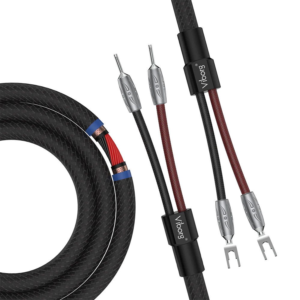 Viborg VS901 High Fidelity Speaker Cable With Viborg Pure Copper Banana Plug Biwire Speaker Cable for HiFi, Home Cinema