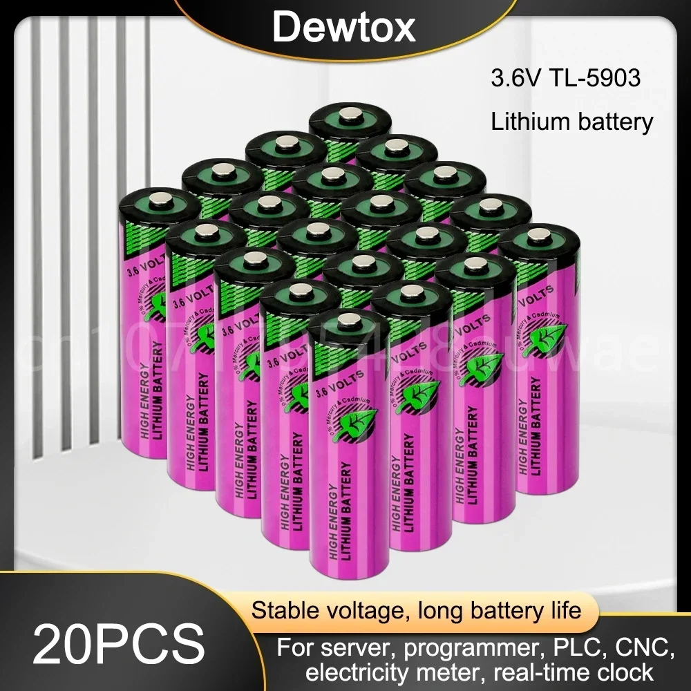 

20PCS 3.6V 2400mAh TL-5903 14500 ER14505 AA Lithium Battery For PLC CNC Machine Tools Clock Gas Water Meter Primary Battery