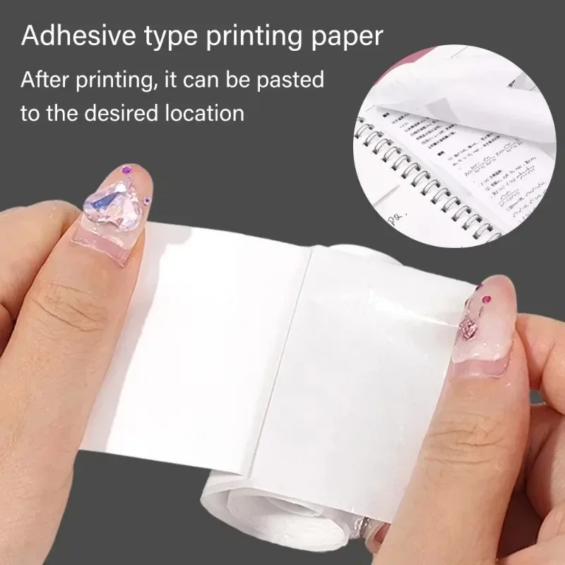 Papel térmico auto-adesivo, Impressoras de Etiquetas Coloridas, Inkless Estudante Estudo Impressora de Bolso, Mini Impressora, HD, 57x25mm, 5 Rolls