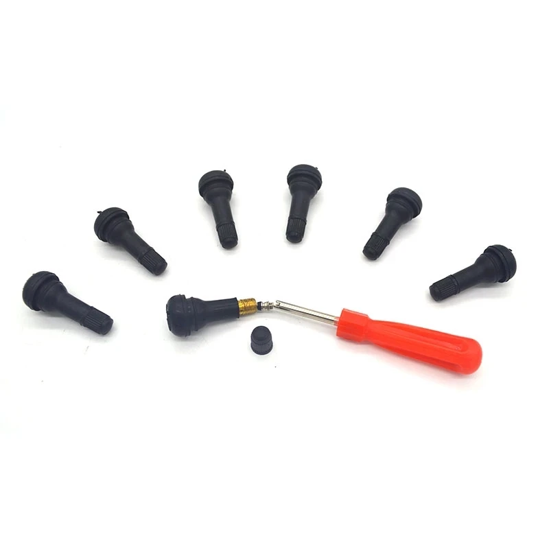 (12pieces/pack) TR413 Snap-In Tire Valve Stems Short Black Rubber The valve core wrench No inner tire valve disassembly