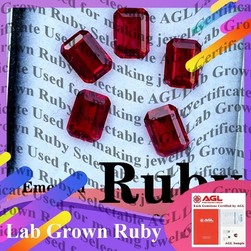 

Lab Grown Ruby Pigeon Blood Red Emerald Cut Gemstone for Jewelry Making for Engagement Rings for Lab Created Ruby for AAA