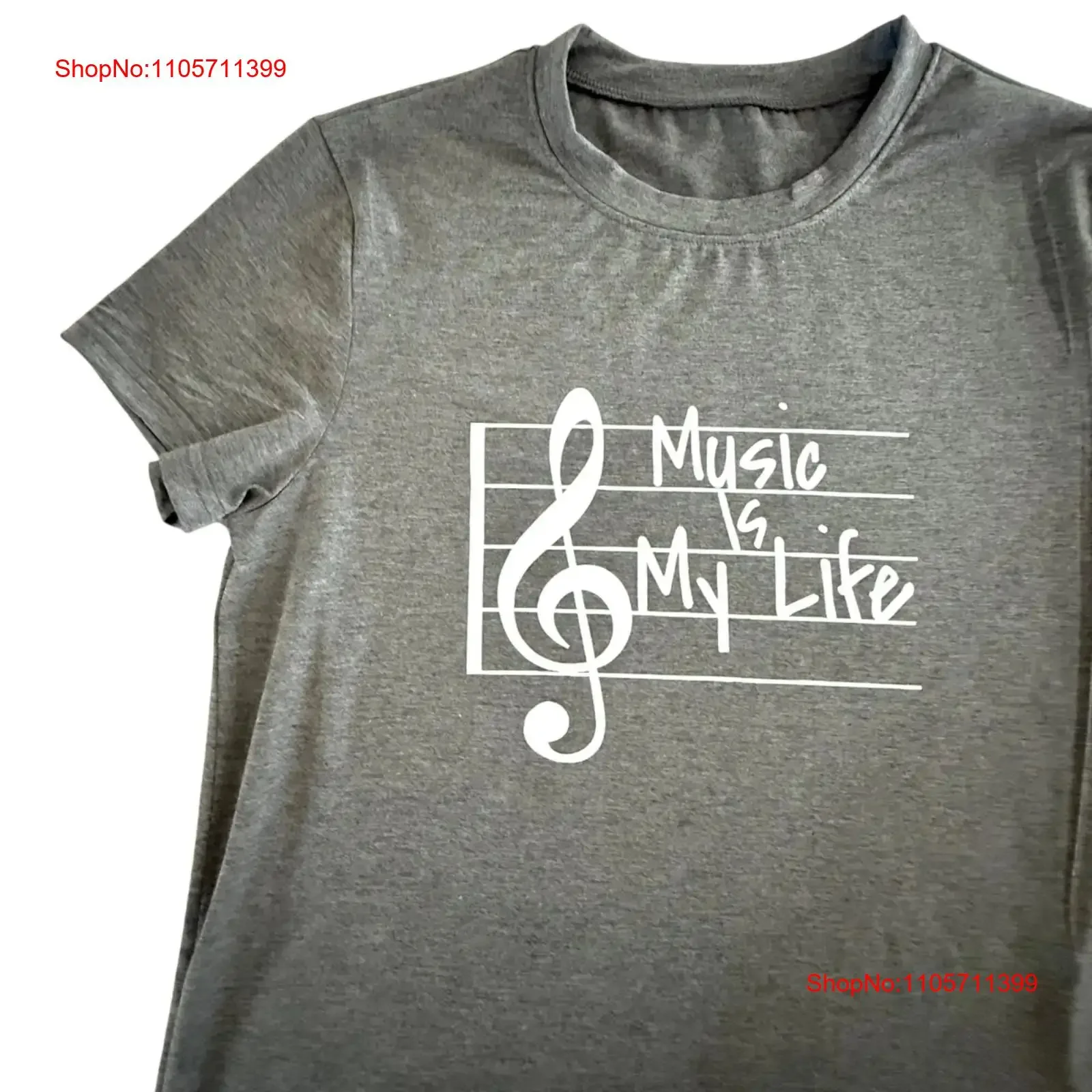 Music Is My Life T Shirt Womens Large Heather Gray Treble Clef long or short sleeves vintage Washed streetwear Stretched Soft