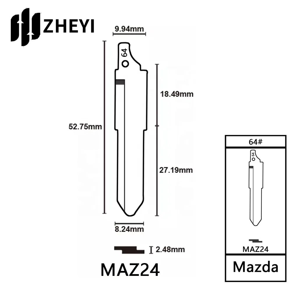 MAZ24 64# Universal Uncut Remotes Flip Key Blade For Mazda Original MAZ24 64# Blank key blade uncut for car remote control key