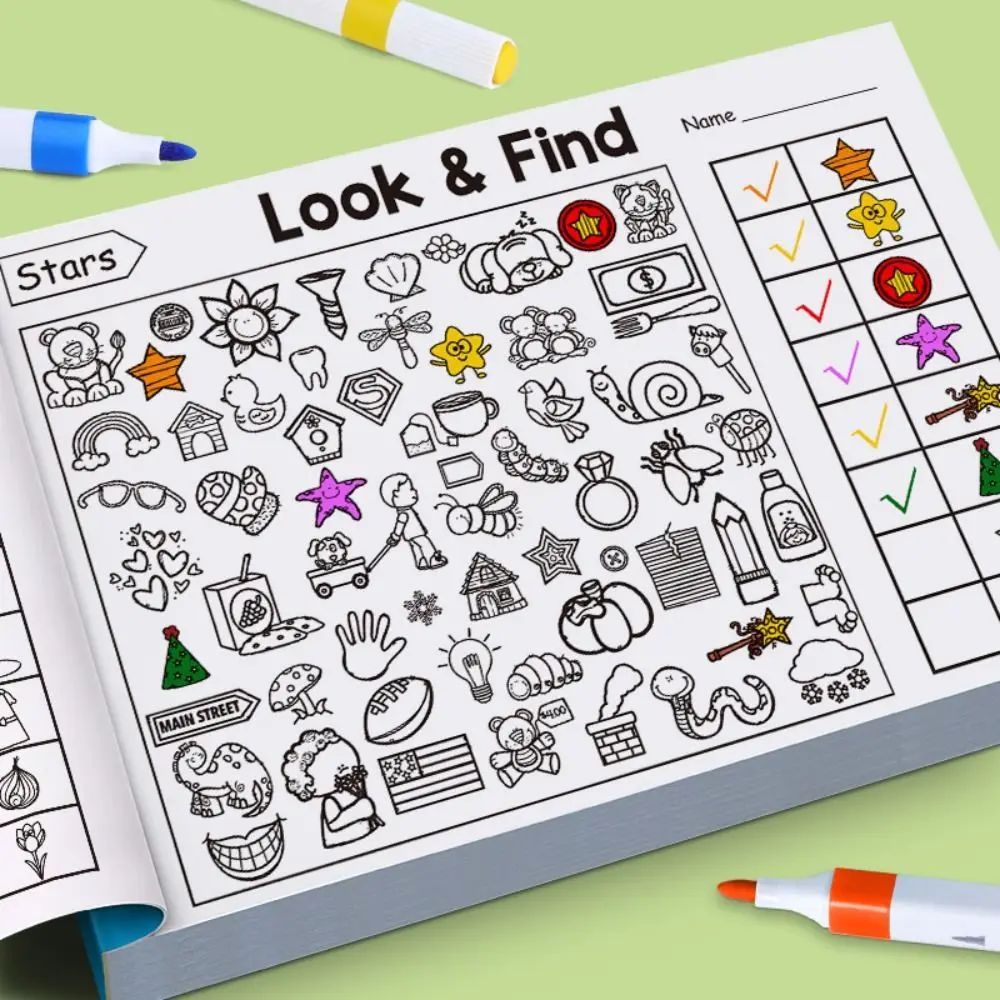 Look and Find Children's Search for Items Game Visual Perception 32 Pages Fun Coloring Book Focus and Attention