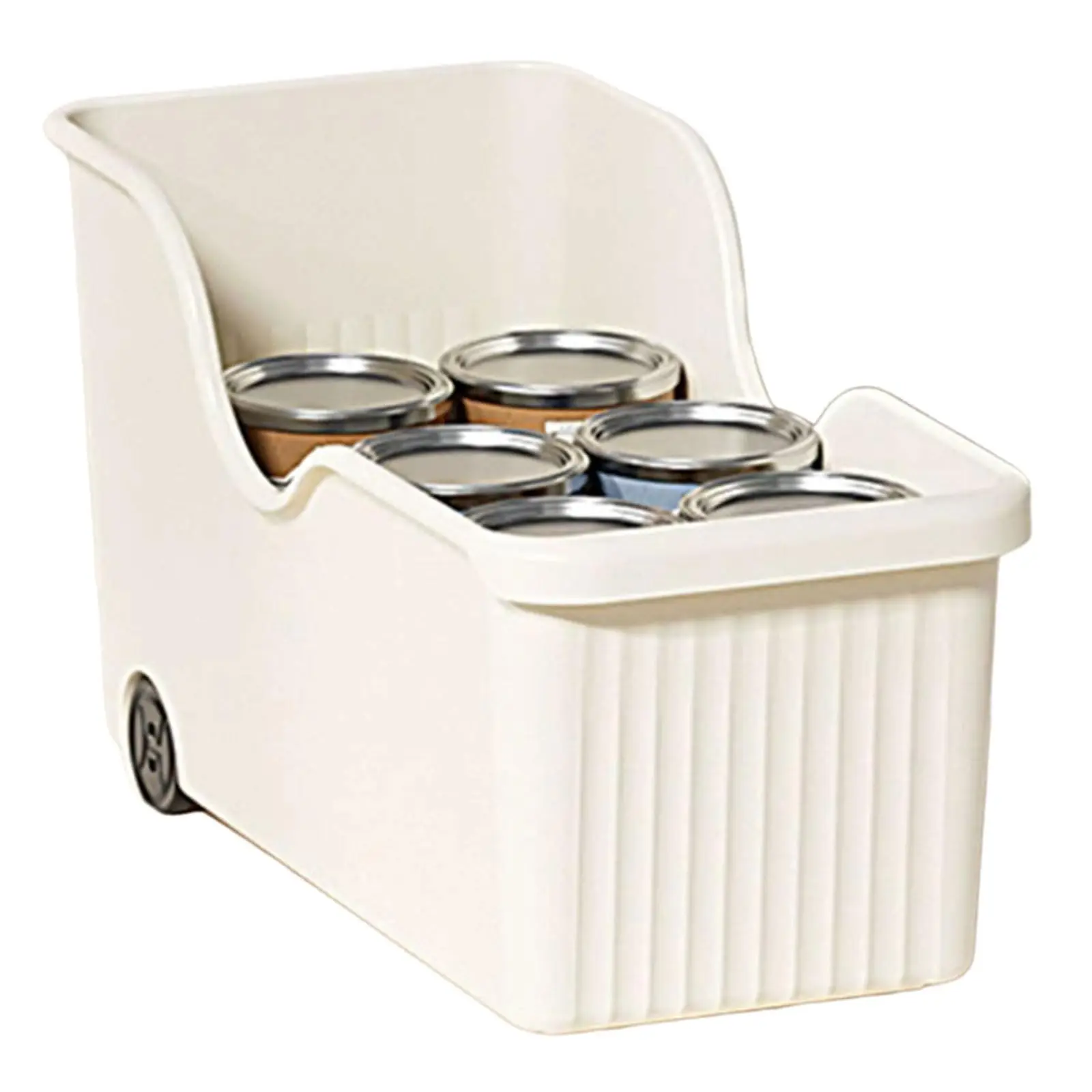 Rolling Kitchen Cart Island Trolley PP Plastic Pull-Out Storage Bin with Wheels 3 Pack Beige image 8