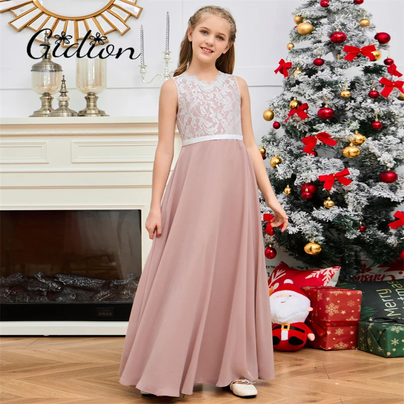 Vestido de dama de honra para crianças, vestido de noite, festa de aniversário, baile, baile, show, banquete, cerimônia de casamento, júnior