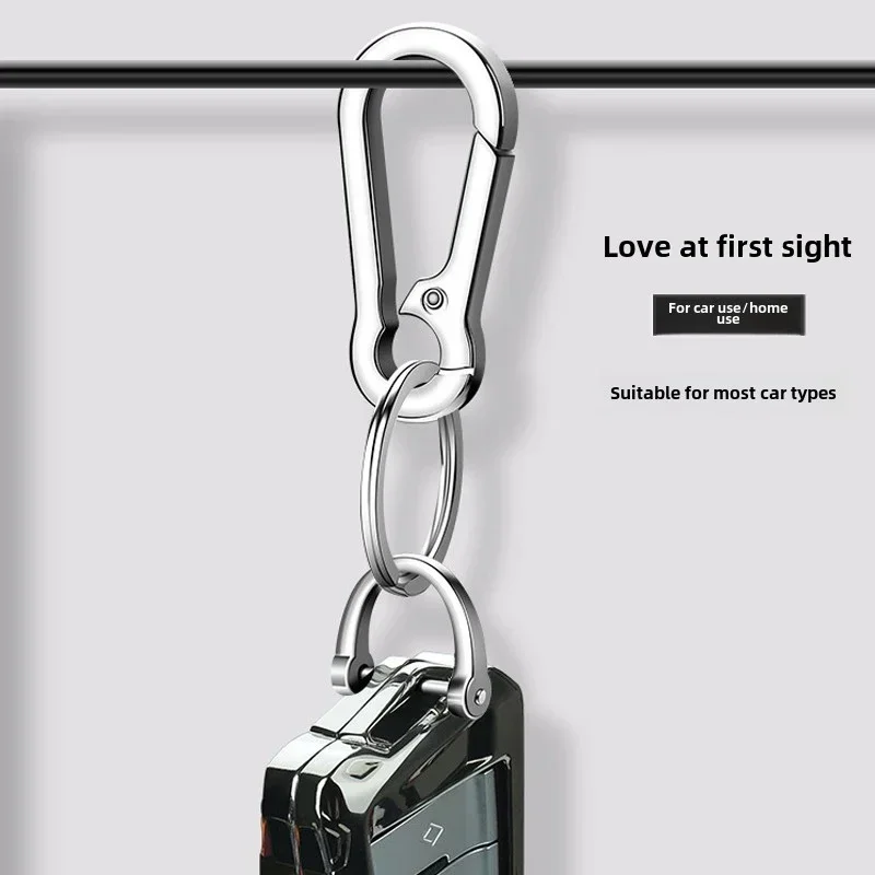 Unisex Waist-Mounted Key Chain - Metal High-End Double-Ring Design, Classic Creative Anti-Lost Pendant for Car Keys
