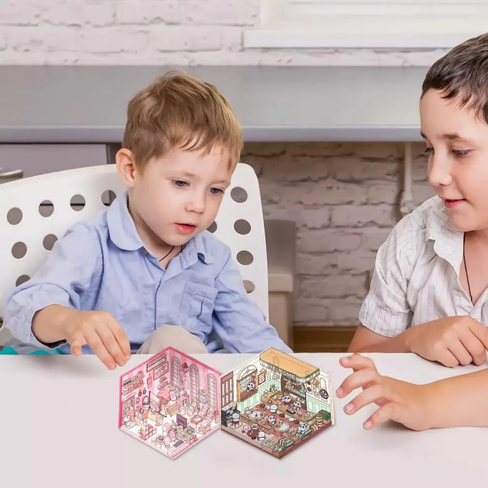 Haussaufkleber Miniaturszenen Visuelle 2,5d Stapeln Dreidimensionales Weihnachtsgeschenk für Kinder W0d8