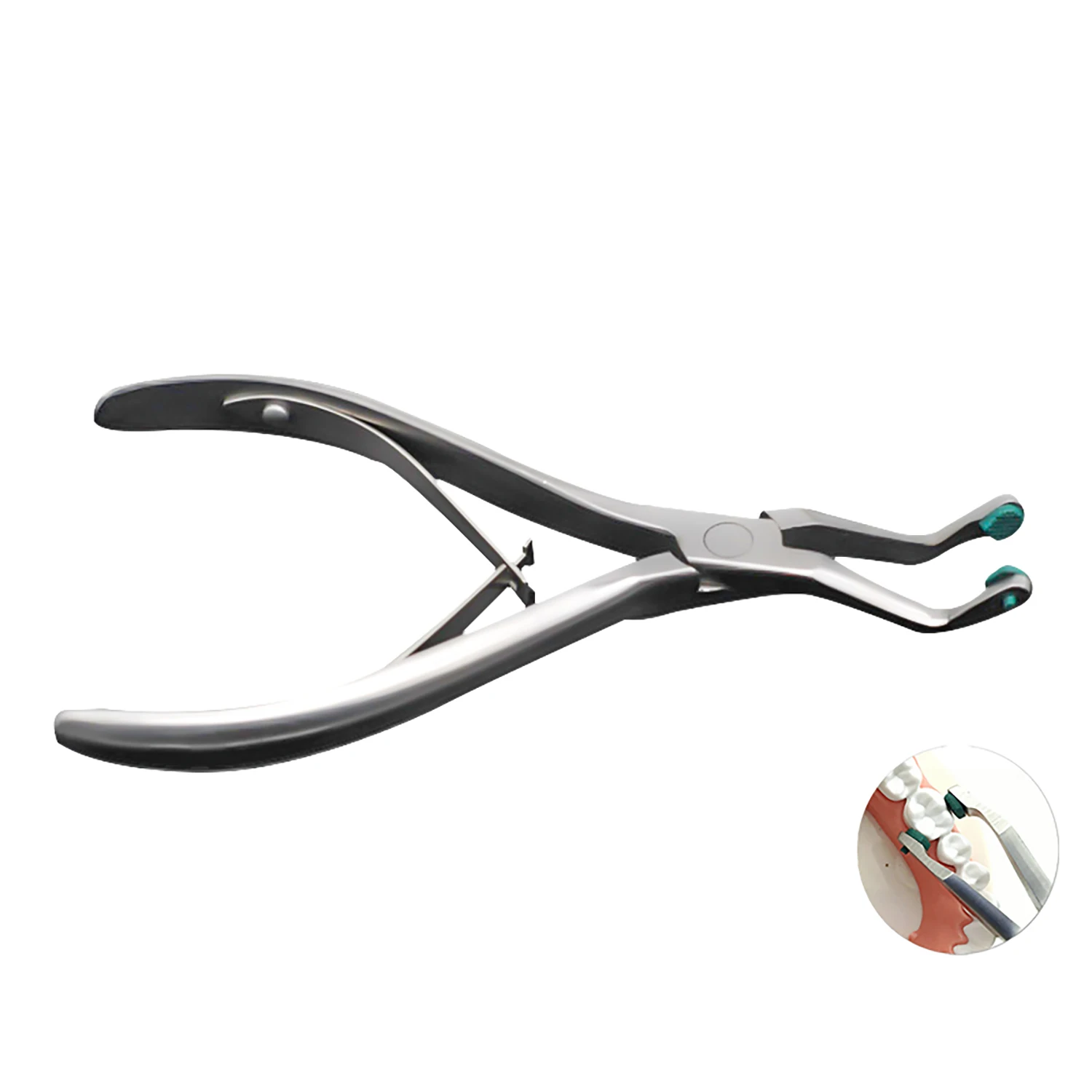 

1 шт., плоскогубцы для удаления коронок с зелеными резиновыми зелеными наконечниками, инструменты для временного удаления коронок для стоматолога