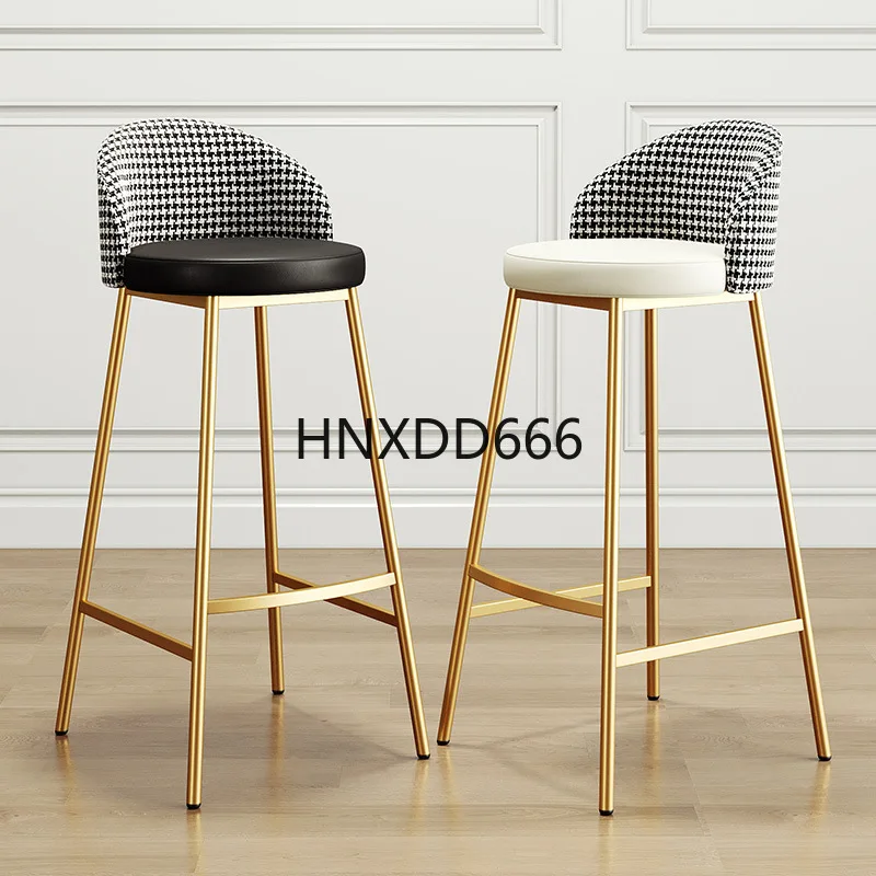 Luxury Retro Counter Barstool Restaurant High Chair Metal Base Bar Stool High Chair for Home Kitchen Bar
