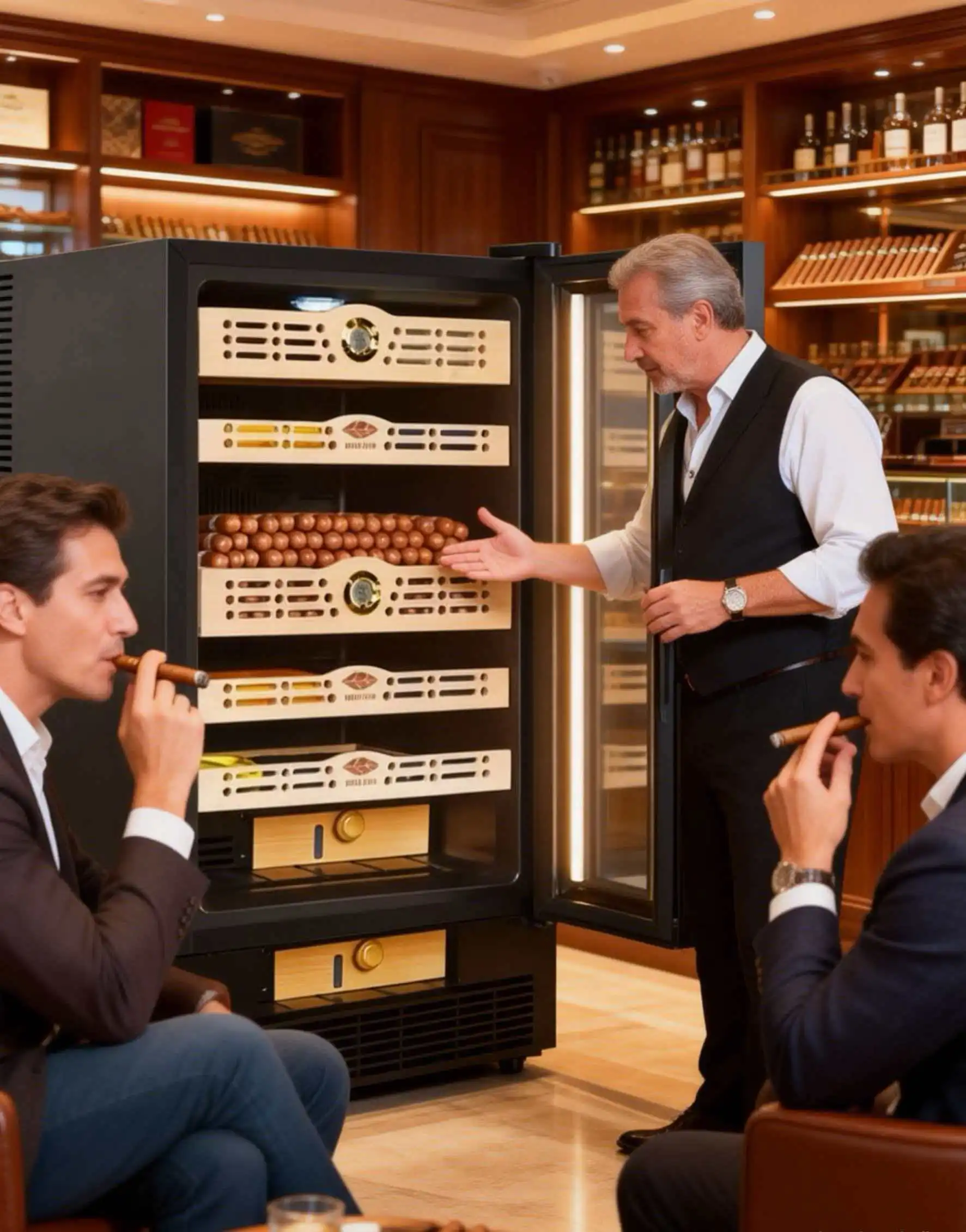 

Desktop Cigar Humidor Cabinet Mini Electronic Refrigerator 80-500pcs Constant Temperature Moisturizing for Office Use