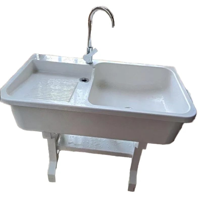 Quartz Stone Double Slot Household Laundry Basin Laundry Basin Washboard Marble Single Hole Faucet Installation Apartment
