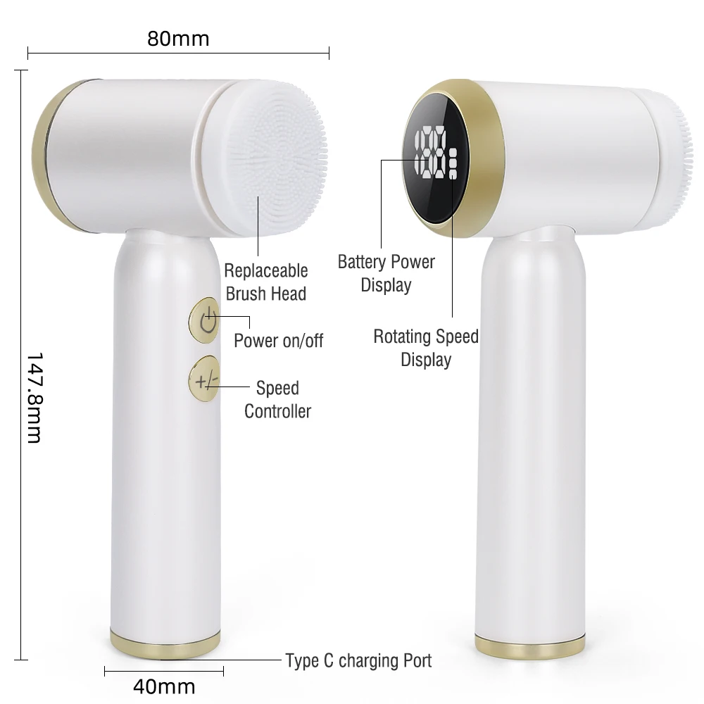 فرشاة تنظيف الوجه الكهربائية، 6 رؤوس بديلة + فرشاة تنظيف بشاشة LED لتنظيف الوجه - أداة التنظيف النهائية #6