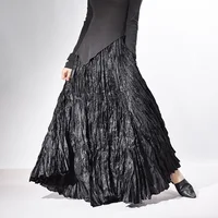 High Quality Women Spring Long Skirts Wide Hem Pleated Design High Waist A-Line Dance Maxi Skirts Faldas Femme Streetwear - Image 5