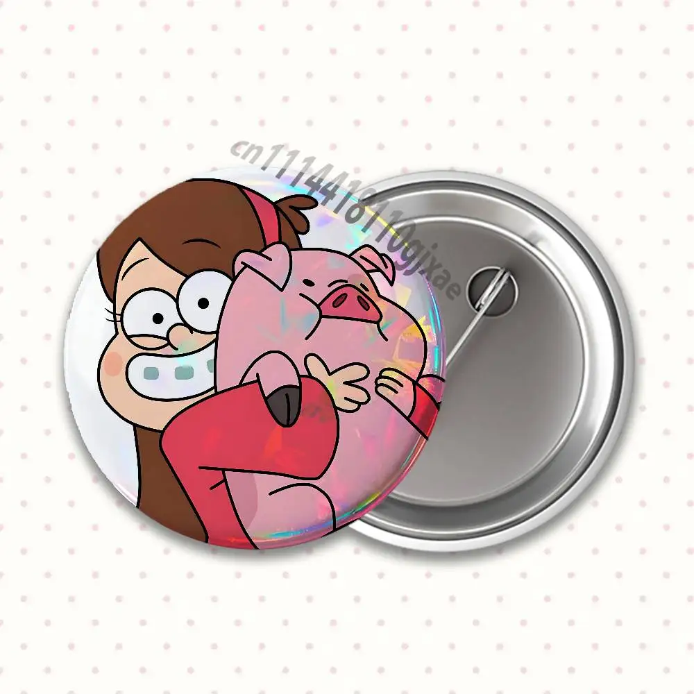 Dipper and Mabel Gravity Falls Badges25 32 44 58 75mm Round Cosplay Pin Bag Decor Fans Collect Friends Gifts Brooch Souvenir