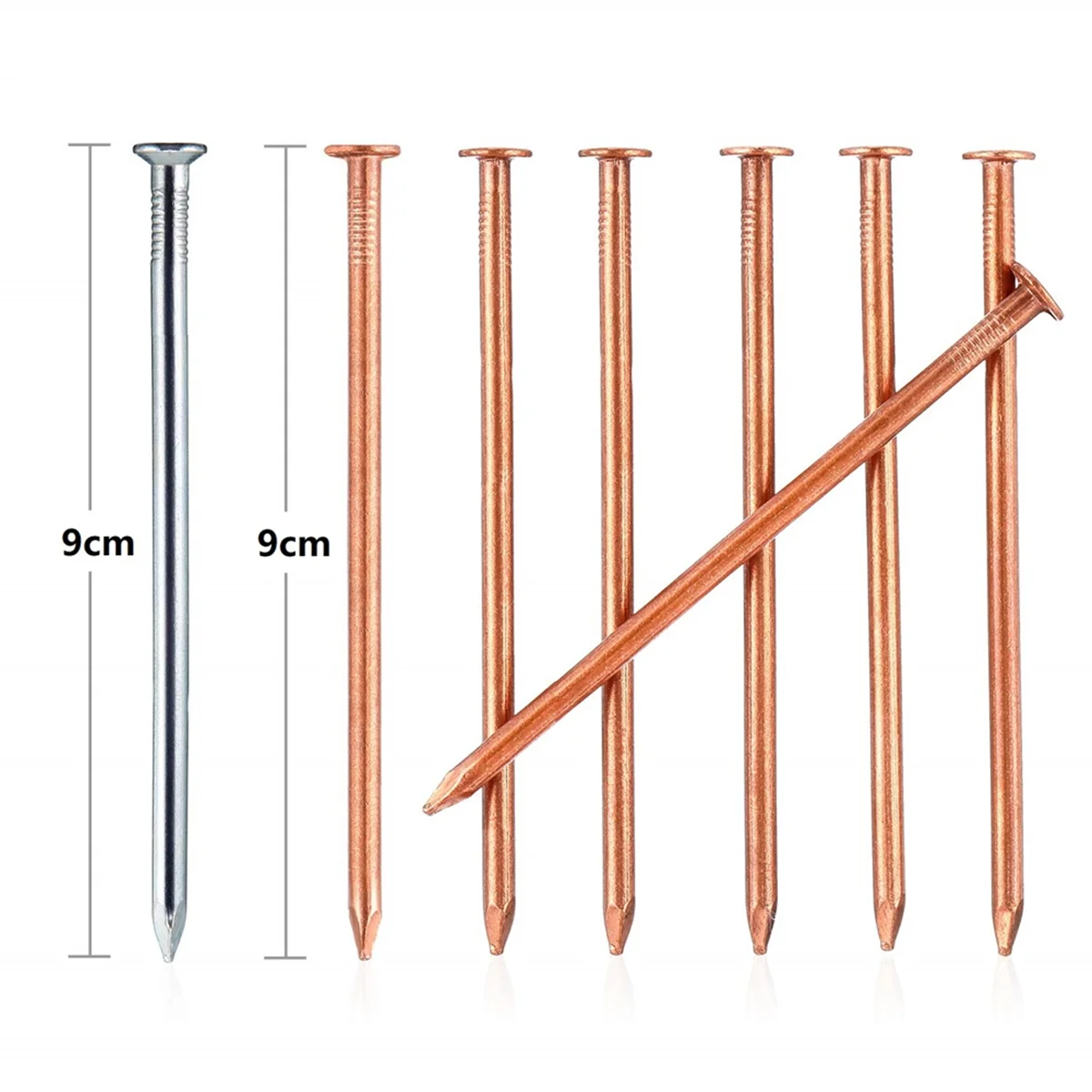 20Pcs Copper Nails for Killing Trees Stump Root 3.5 Inch Long Nail Spikes, Stump Removal Spikes with 2 Pcs Steel Nails