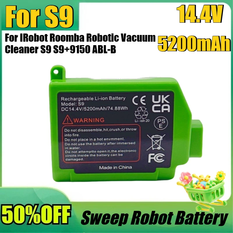 

New S9 14.4V 5200mAh Battery For IRobot Roomba Robotic Vacuum Cleaner S9 S9+9150 ABL-B 14.4V 5200mAh Sweep Robot Battery