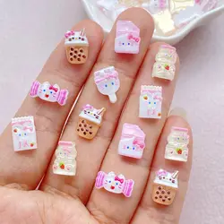 50Pcs Cartoon Food Toy Drink bottle Cat Ice Cream Chocolate Resin Wearing Armor Flat back Nail Art DIY Scrapbook Crafts