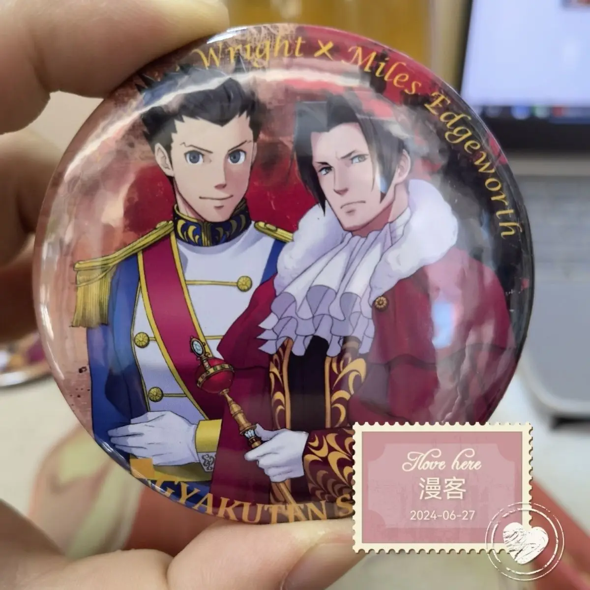 2 sztuk/zestaw Anime gra Phoenix Wright Ace Attorney Pin Gyakuten Saiban odznaka