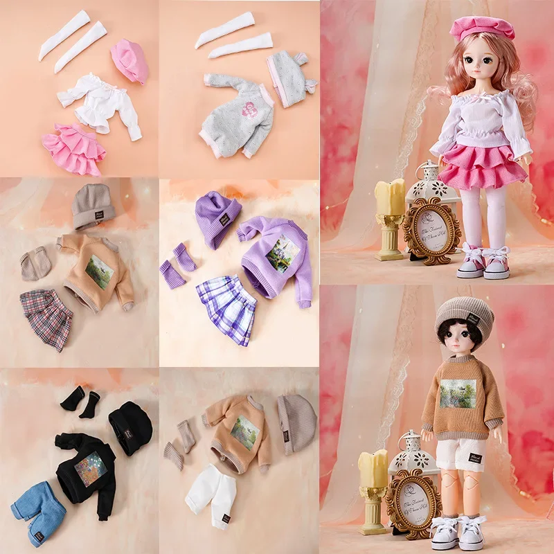 New Clothes for 30 CM 1/6 Bjd Doll DIY Dress Up Four-piece Set Dolls Skirt Fashion Casual Suit Toy Accessories(NO DOLL)