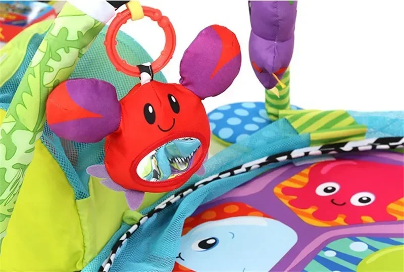 Manta de Infantino en forma de tortuga Grow-with-Me para actividades, gimnasio y piscina de bolas, tapete de gimnasio para niños pequeños, alfombras para gatear con lados de malla Pop-up