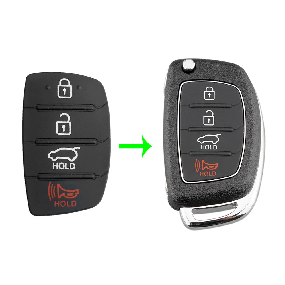 Sostituzione auto 4 pulsanti Remote Key Fob Case Pad in gomma per Hyundai I10 I20 I30 IX35 per Kia K2 K5 Rio Sportage Flip Key