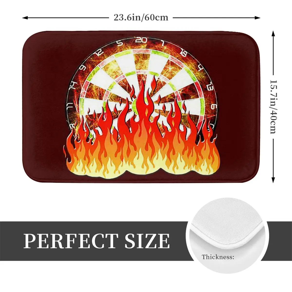 Darts Fire In The Game On The Dart Board Anti-slip Doormat Floor Mat Carpet Rug for Kitchen Entrance Home Bedroom Footpad Mats