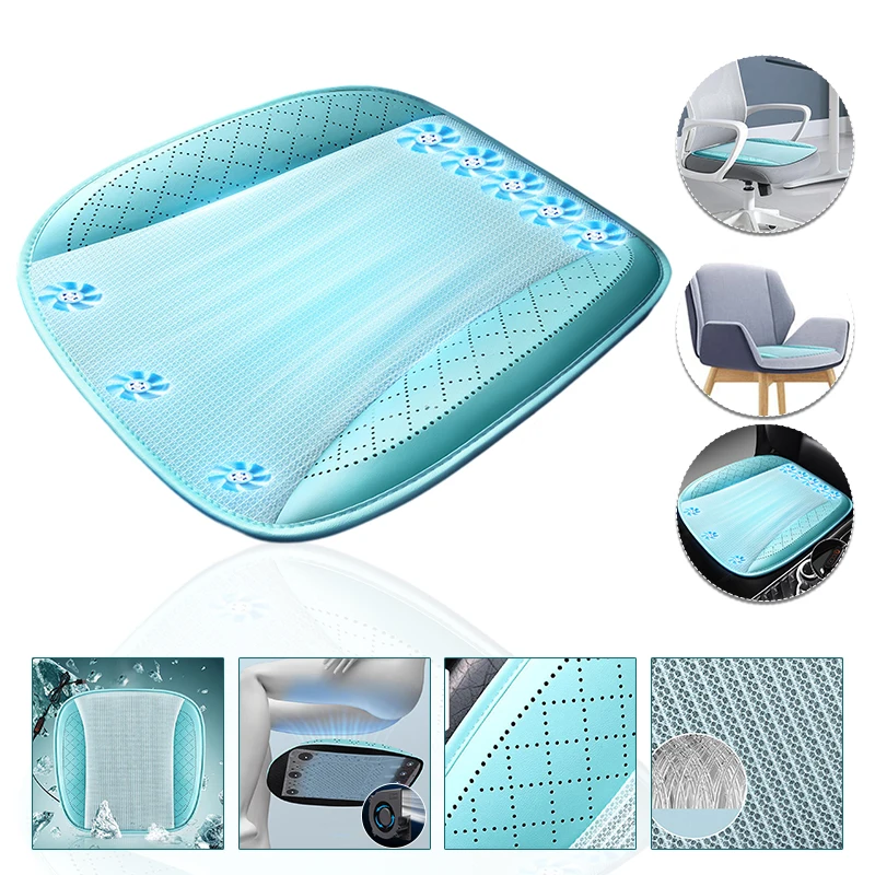 USB Truck Car Ventilated Cooling Massage Seat Cushion Summer Universal Home Office Chair Adjustable Gear 5/8 Fans Seat Cool Pad