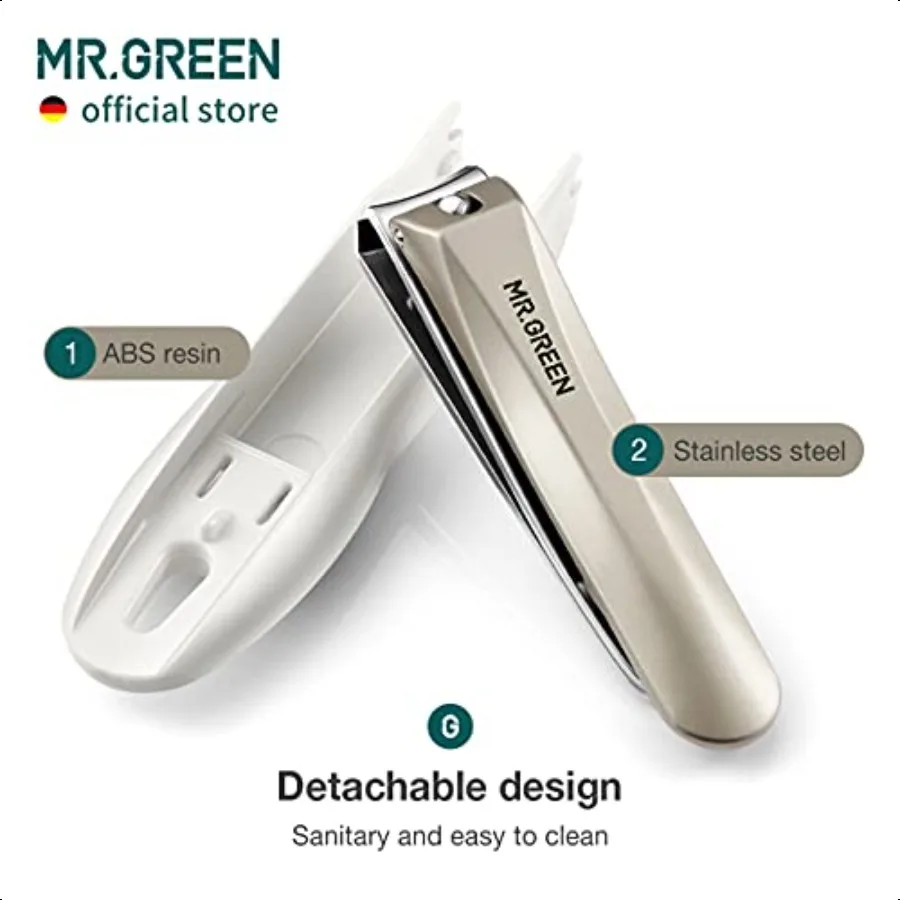 MR.GREEN Nail Clippers Anti Splash Fingernail Cutter Stainl Steel Manicure Tools Nail Scissors Detachable Design Nail Trimmer M