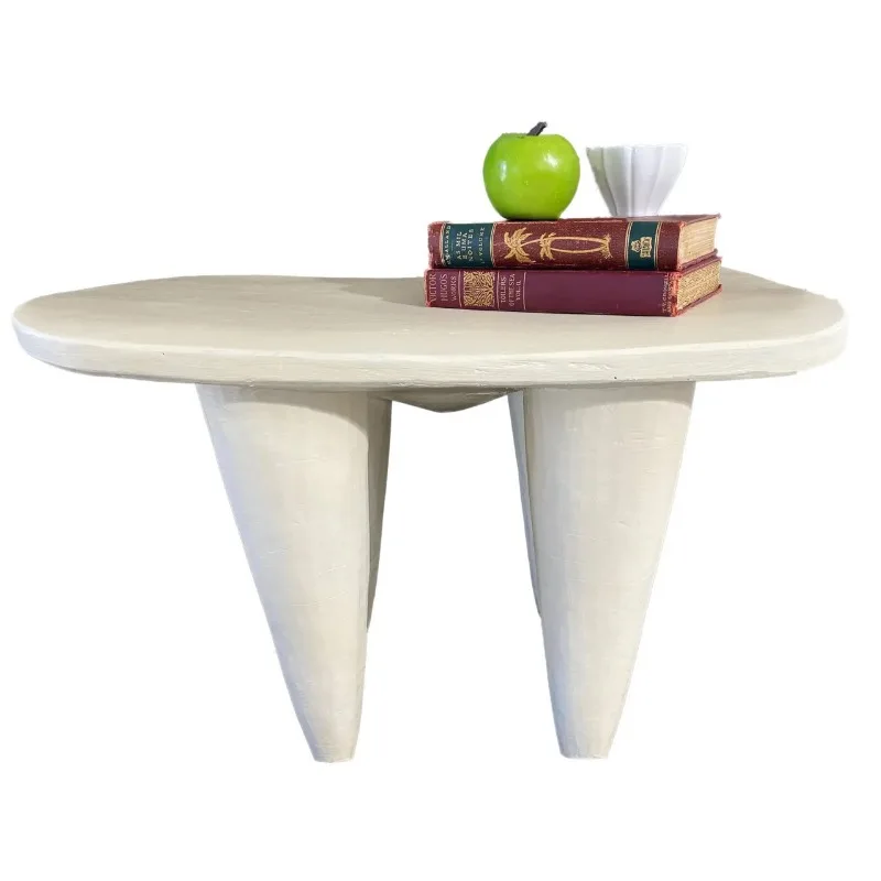 

Off-white travertine triangular legs, a few marble creative corners, a few soft furnishings, with living room sofa