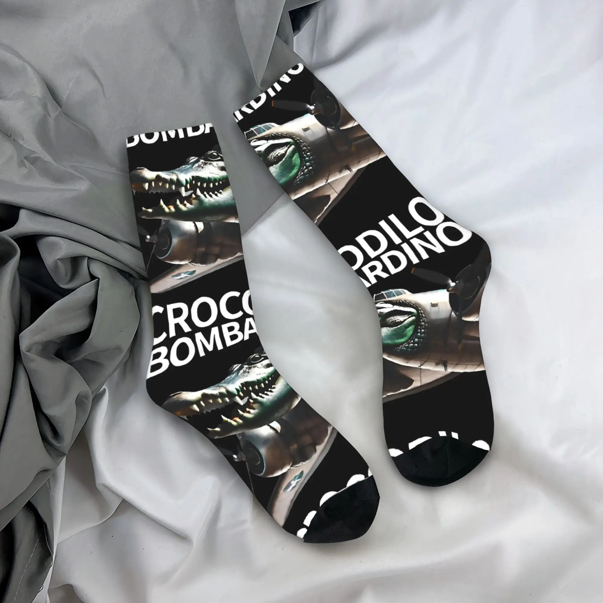 

Bomber Crocodile Meme Stockings Men Socks Comfortable Gothic Socks Winter Running Anti Skid Pattern Socks Gift Idea