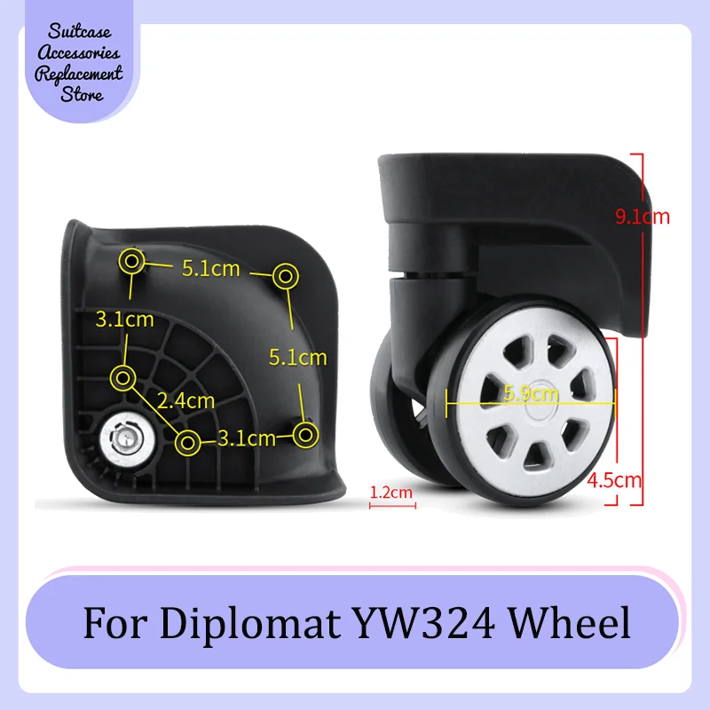 

For Diplomat YW324 Smooth Silent Shock Absorbing Wheel Accessories Wheels Casters Universal Wheel Replacement Suitcase Rotating