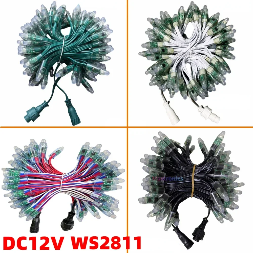 500pc High-Quality DC12V 12mm WS2811 RGB LED Modules Light 13.5mm Connector IP68 18AWG White/Black/Green/RBW Wire Festival Decor