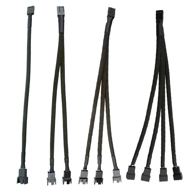 26cm 4 Pin Pwm Fan Cable 1 To 1/2/3/4 Ways Computer CPU Fan Splitter PC Fan Extension Power Cable Fan Cooling Y Splitter 1pcs