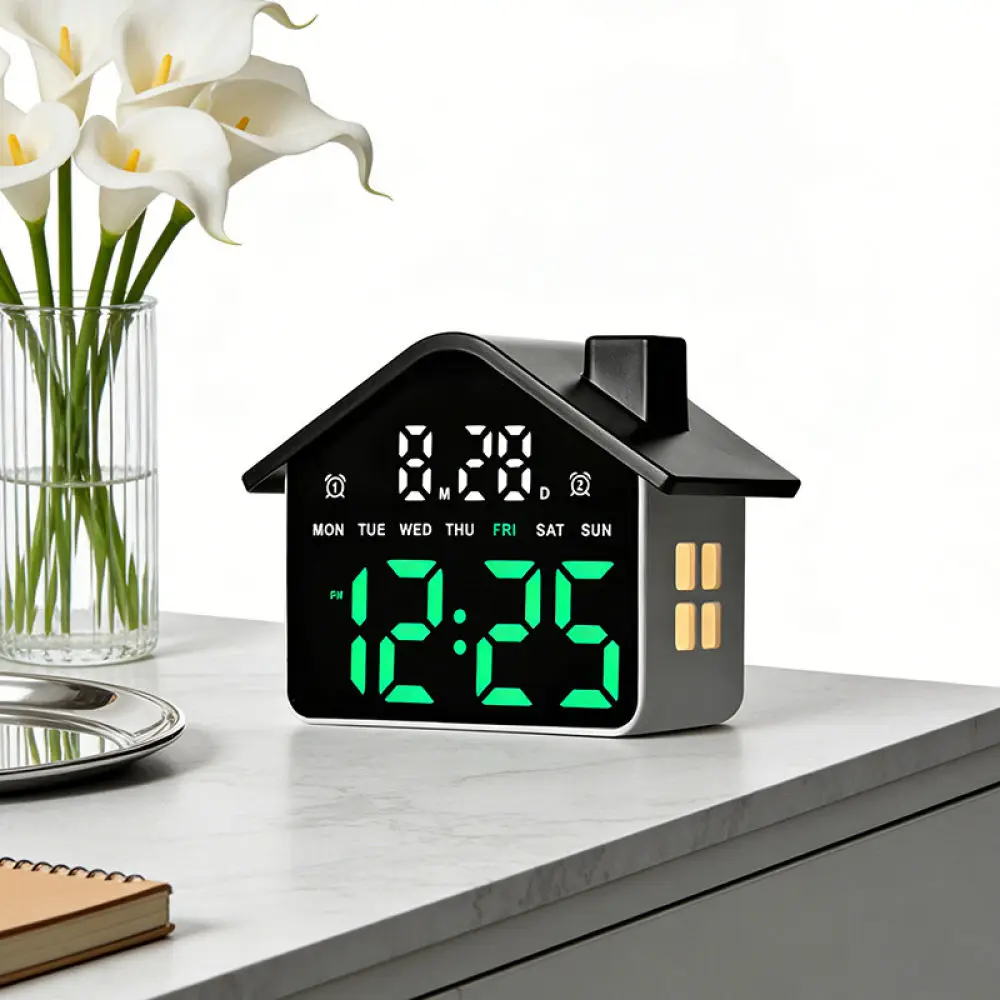 Modern House Design LED Alarm Clock Digital Table Watch With Night Light Silent Display Electronic Desk Decor For Yida Time