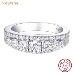 Newshe-anillo eterno de Plata de Ley 925 para mujer, banda de boda, 1,1 CT, redondo, blanco, AAAAA, Cz, tamaño 4-13