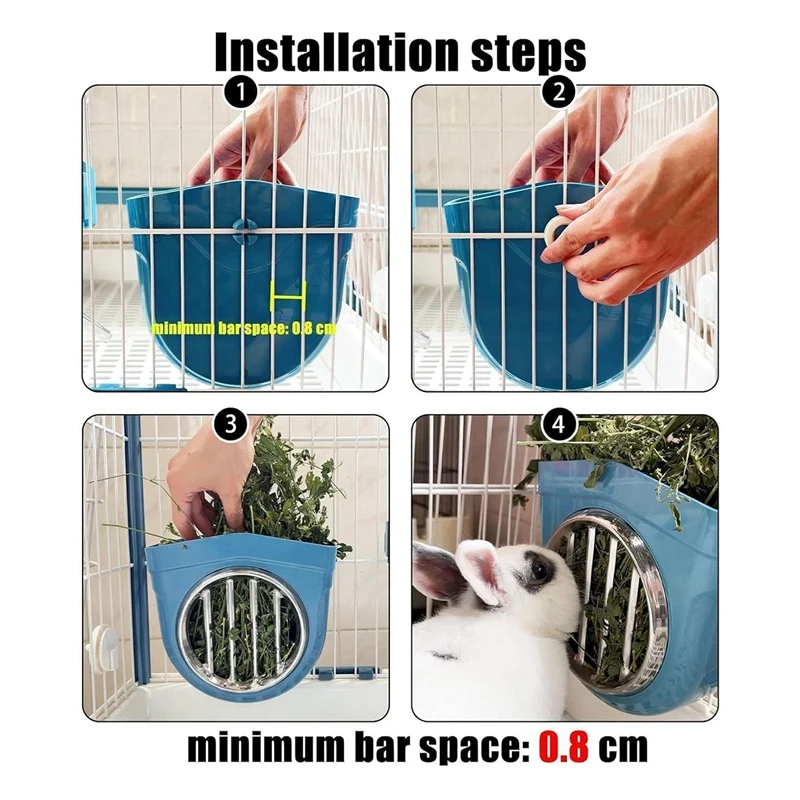 Small Animal Hay Feeder, Chew-Proof , Grid Alfalfa Rack For Bunny Guinea Pig Chinchilla Cage Hutch Crat