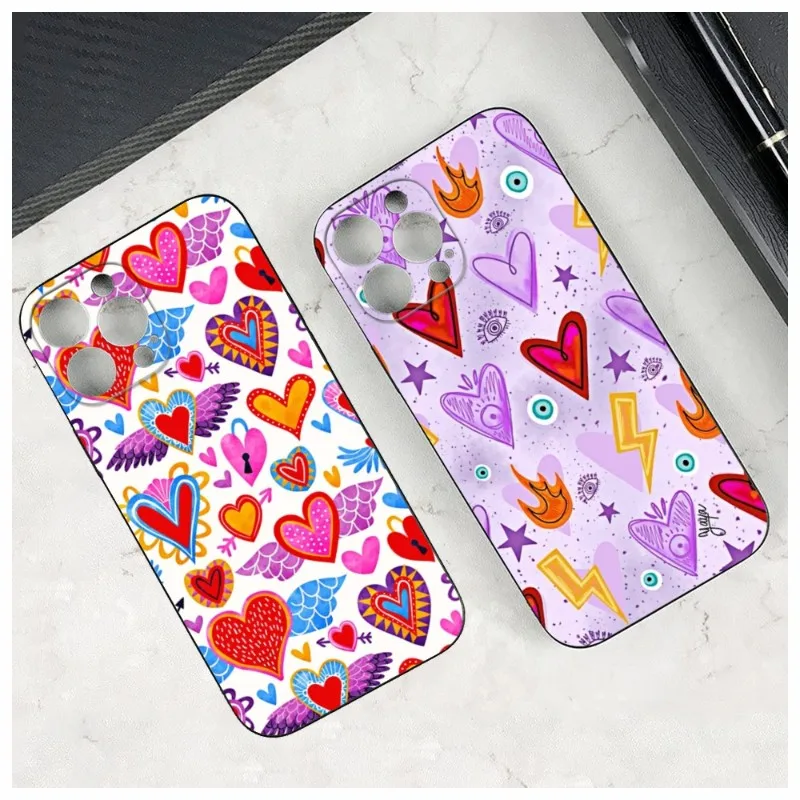 Retro Hearts Art Nabi Tear Phone Case For Iphone 14 12 11 13 Pro Max Mini X XR XS 7 8 Max SE 2020 Soft Phone Covers