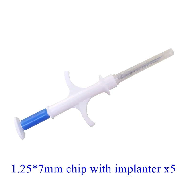 Transpondedor de vidrio bioquímico de Microchip de pescado, Chip inteligente RFID con aplicador, juego X5, etiquetas de identificación de animales